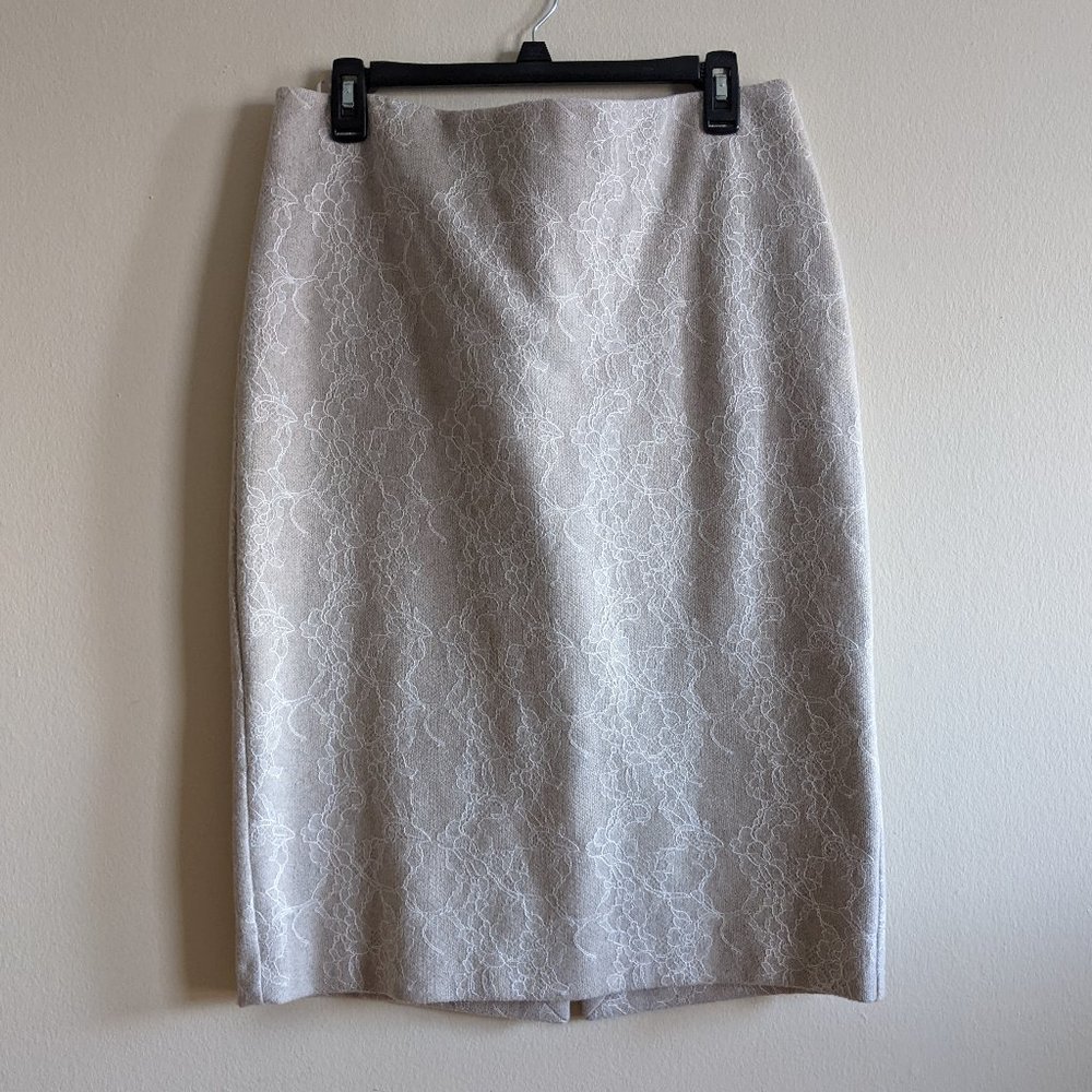 MaxMara wool pencil skirt with lace overlay